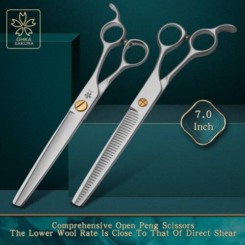 Pet Beauty comprehensive open type pengpeng scissors 7.0 "vg10 Steel Dog shearing thin tooth scissors for beauticians