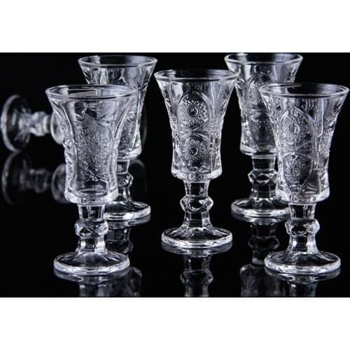 6PCS Mug Crystal Cup Shot Glass Cup High Spirits White Wine Glass Cup glasses Party Drinking Charming Thick Bottom Cup lw424216