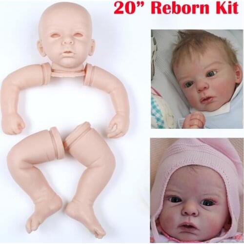 50cm open eyes NPK DIY blank kit soft vinyl reborn doll kit doll parts Silicone Vinyl Head 3/4 Arms and Legs for 20"baby