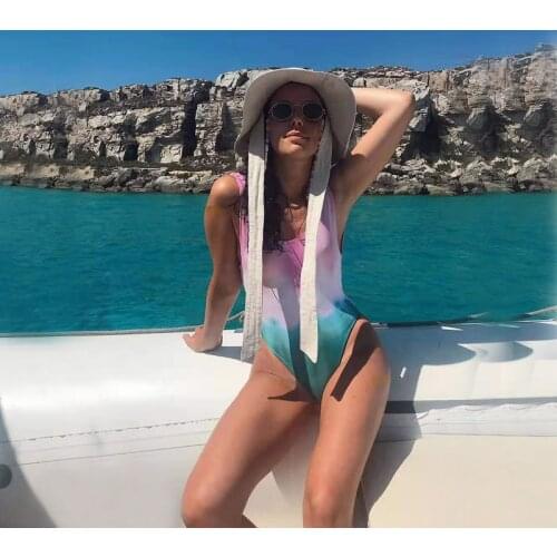 Hot Selling Bikini 2020 New Gradient Print One Piece Bikini Swimwear Women Backless Piece Bikini Slim Swimsuit Monokini Mujer