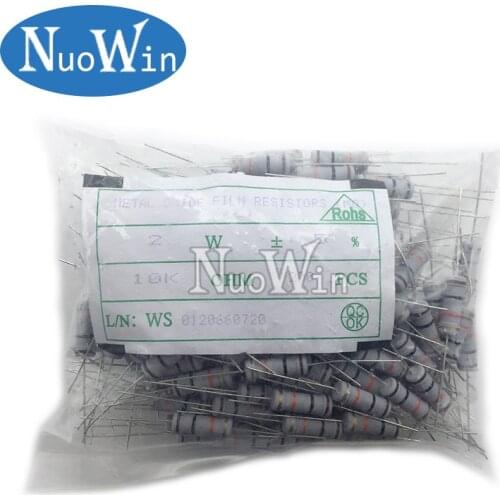 200pcs 2W Metal oxide film Resistor 5% 1R ~ 10M 100R 220R 330R 1K 2.2K 3.3K 4.7K 10K 22K 47K 100K 1M 100 220 330 ohm Carbon Film