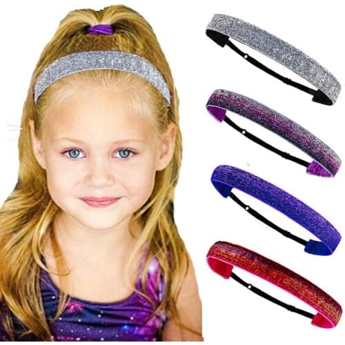 Girls Cute Elastic Hair Bands Twinkling Headbands Sports Yoga Anti Slip Shining Hair Band for Kids Hair Accessories