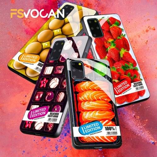 Cute Food Phone Case For Samsung Galaxy S21 S20 FE Plus A71 70 A51 50 S10 Note 20 10 Ultra Salmon Egg Chocolate Strawberry Cover