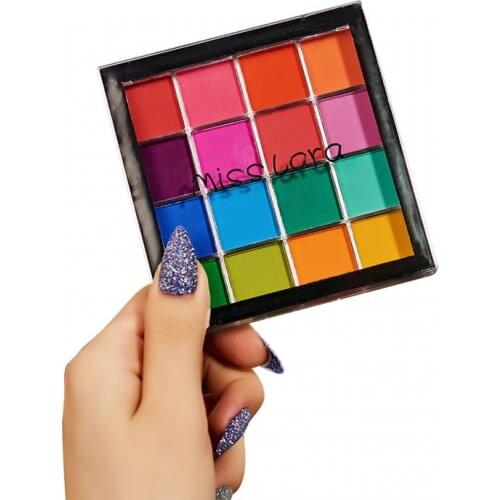 Miss Lara Sweet Party Eyeshadow Pallete Neon Makeup Palette 16 Shimmer Glitter Matte Shades Matellic Blendable Pigment Powder