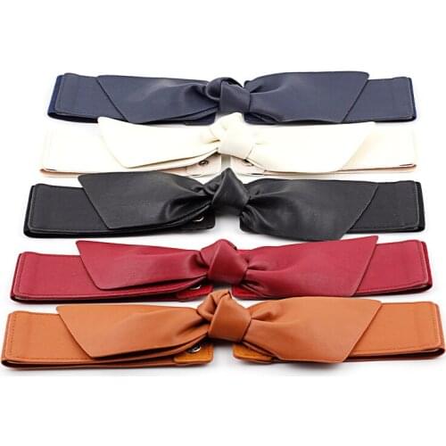 2020 New Ladies Elastic Waist Seal Belt Fashion Bowknot Female Decorative Belt Korean Version Wld Elastic Beam Waist Soft Wide