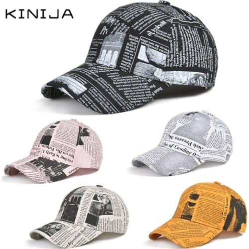 2021 New Retro Newspaper Letter Pattern Baseball Cap Men Outdoor Fishing Hat Airsoft Tactical Hiking Casquette Hat Unisex