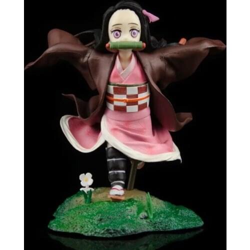 NEW 13cm Anime Demon Slayer Kimetsu No Yaiba GK Kamado Nezuko run Scene PVC Action Figure Collectible Model Doll Toys Gift