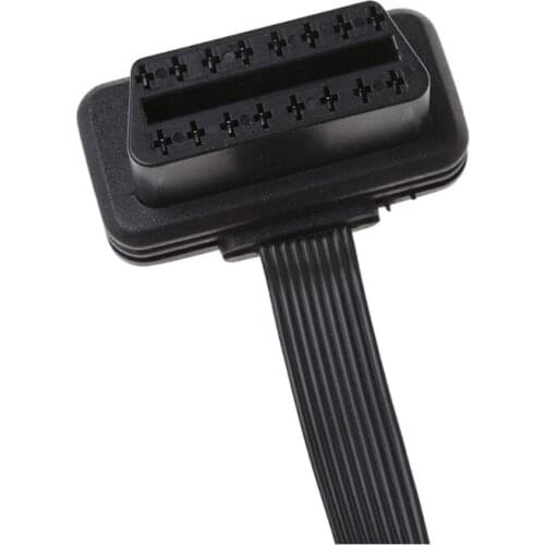 New 16 Pin OBD2 Male To Double Female Splitter Flat Thin Y Connector Extension Cable