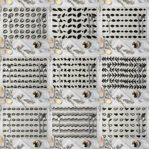 Fashion Print Rectangle Cotton Linen Western Style Table Pad Cut Mats Placemat for Dinner Kitchen Table 40x30cm