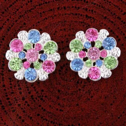 20pcs/lot 22MM 2Colors Bling Metal Rhinestone Buttons For Craft Clear Decorative Flatback Buttons Mix For Baby Hair Accessories