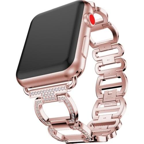 For Apple Watch 6 5 4 3 2 1 SE Luxury Diamond Watch Band Stainless Steel Band 44MM 40MM 42MM 38MM Women Lady Strap For iWatch