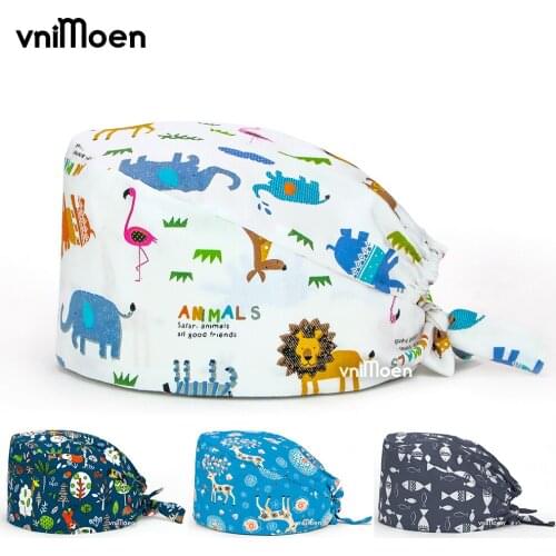 Unisex animals Pattern Nursing Hat Scrubs Cap Cartoon Printing pet Researcher Nursing Hats