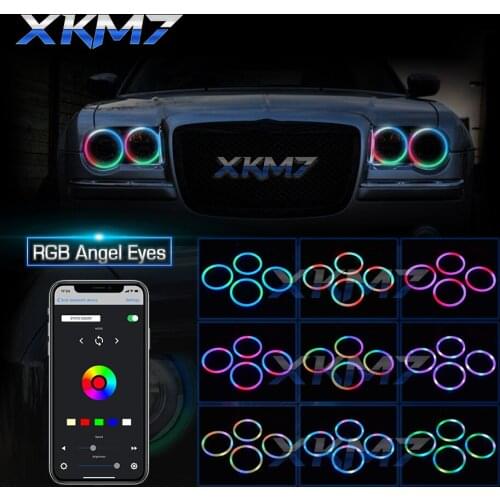 LED Angel Eyes RGB Bluetooth-compatible Cotton Sequential LED Halo Rings Dynamic DRL Lamp Multiple Colors Headlight Tuning DIY