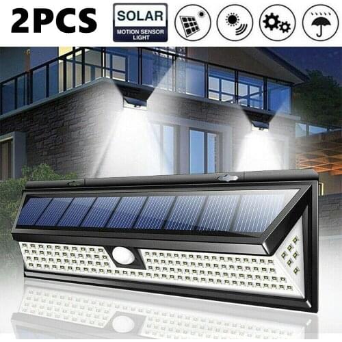 2pcs 118LED Solar Lamp Outdoor Garden Yard Waterproof Motion Sensor Wall Light Energy Saving Street Garden Lamp