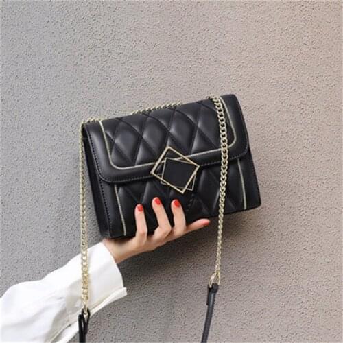 Viney womens bag 2020 new fashion leather chain bag fashion messenger bag womens versatile shoulder bag small square bag purse