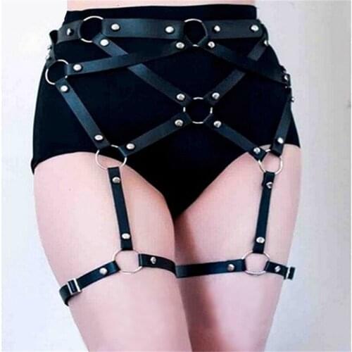 Women Sexy Lingerie Leather Harness Lingerie Sword Belt Erotic BDSM Sex Toy Body Suspender Straps Gaeter Fetish Bodysuit