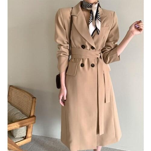 Jacket woolen 2021 korean thick Overcoats Women Trench Coat long Winter solid clothes woman clothes vintage Outwear Blend Coats