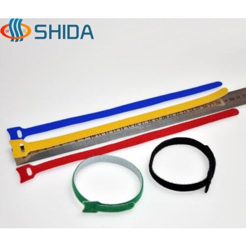 100pcs 12*300mm Reusable Back to Back Cable Ties Nylon Strap Power Wire Management Hook Loop Magic Tape with Eyelet Holes