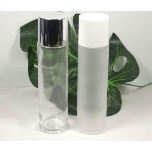 150ml clear and frosted glass Toner bottle large capacity with white,black,silver lid