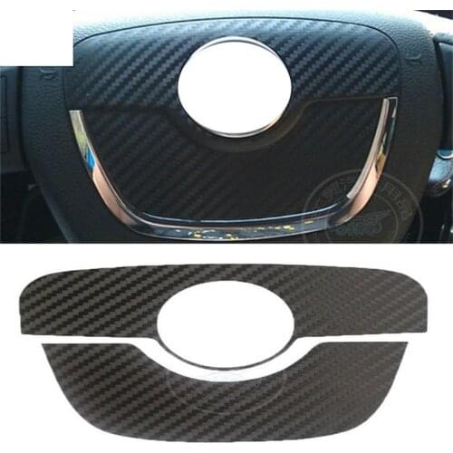 2pcs/lot carbon fiber car stickers of the steering wheel center for SKODA SUPERB 2007-2013 / Octavia 2010-2013 / Fabia 2010