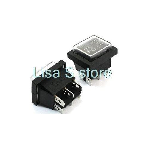 2PCS Black Button 3 Positions 6Pins Panel Mount Waterproof Rocker Switch DPDT