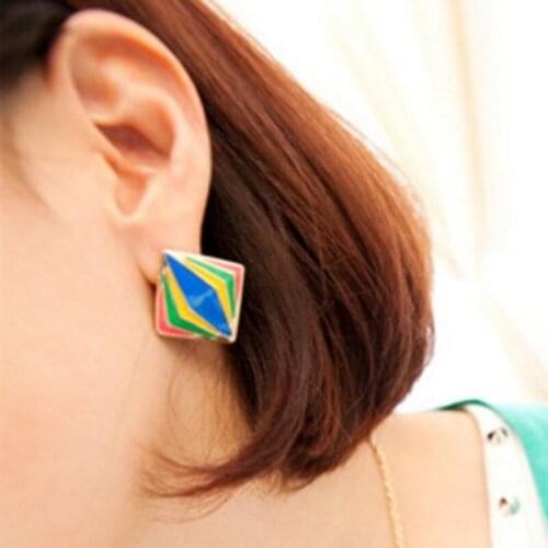2021 Hot New European And American Fashion Exaggerated Metal Earrings Hit Color three-dimensional Geometry
