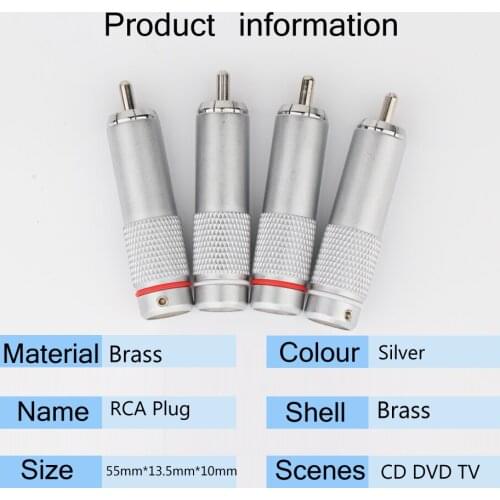 4PCS Silver Plated RCA Plug Screw Locking Wire Solder Male Connector for DIY HIFI RCA interconnect cable Cable