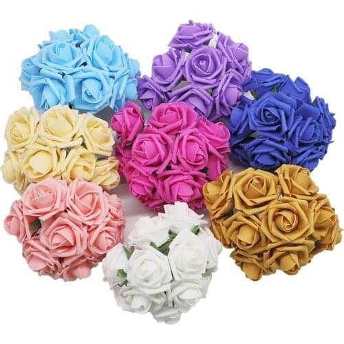 50pcs/lot 4cm PE Foam Rose Flowers Bouquet Artificial Wedding Floral Decoration Scrapbooking DIY Wreath Cheap Charming Rosette