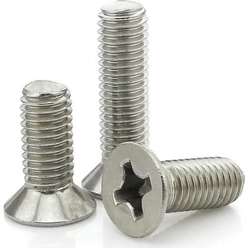 50PCS-M2*4/5/6/7/8/9/..28 10PCS-M2*30/35/40/50 GB819 304 Stainless Steel Countersunk Head Screw Flat Head Machine Screws