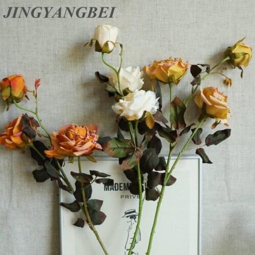 74cm Autumn withered Rose Artificial Dried Flowers Home Wedding Party Decoration Fake Silk Flores Holding Wall Flower