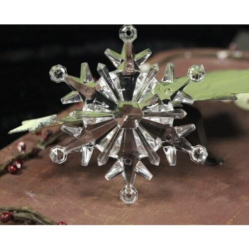 AHYONNIEX 1 PC transparent crystal acrylic snowflake Christmas decorations 7.5X6.5CM Xmas adornments DIY production accessories