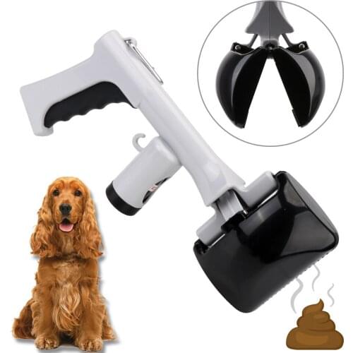 2 In 1 Pet Accessories Outdoor Cleaning Tools Pet Pooper Scooper with 1 Roll Garbage Bags Poop Pick Up Holder
