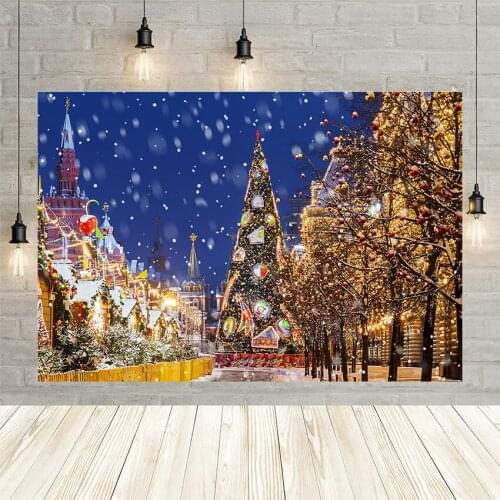 Avezano Christmas Tree Backdrops Winter Color Lights Castle Night Snowflake Decoration Photography Backgrounds For Photo Studio