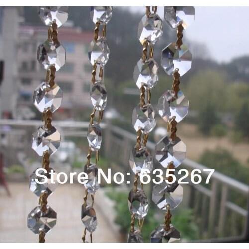 ChinaPost freeshipping, 10M/Lot Crystal garland strand ,14mm octagon bead chain for Wedding & Christmas party event Decoration