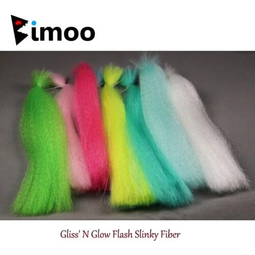 Bimoo 2PACKS 9 Colors Pro Fly Tying Gliss' N Glow Flash Fiber for Clouser Minnow Bucktails Jigging Hooks Tying