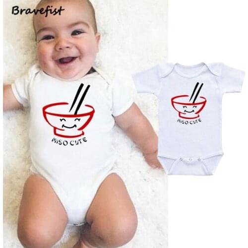 Tableware Print White Bodysuits Short Sleeve Kids Outfits Pullover Outfits Summer Boys Clothes Girls Clothing Infant Outwear