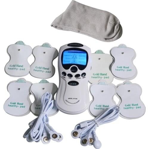 Dual Channels Body Digital Meridian Tens Therapy Massager Muscle Stimulator Pain Relief Machine+1Pair Conductive Fiber Socks