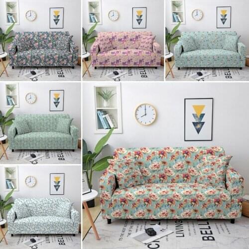 Flowers Printed Elastic Sofa Cover Stretch Sofa Silpcover Fully-wrapped Couch Cover for Living Room Spandex Sofa Protector