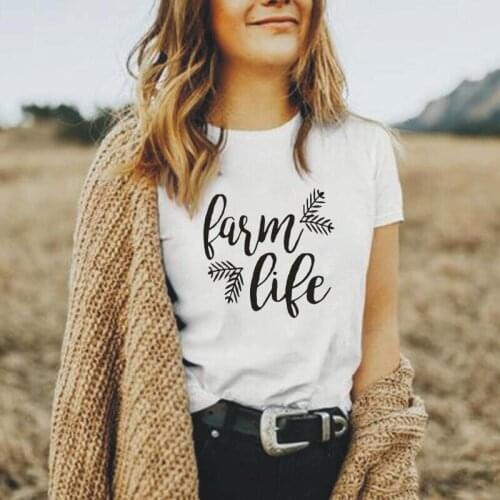 Farm Life OR Farm Girl Women Tshirt Cotton Funny Tee Shirt Femme Summer Short Sleeve Harajuku T Shirt Women Tops Camiseta Mujer