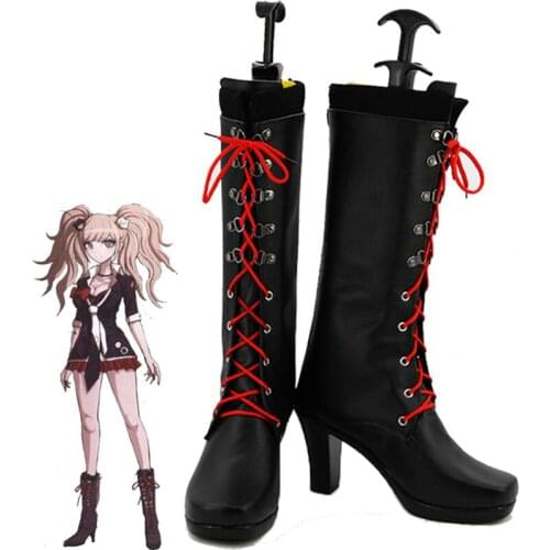 Game Danganronpa Junko Enoshima Cosplay Boots Kirigiri Kyouko High Heel Shoes Zipper Boots Halloween Costumes for Women Girls