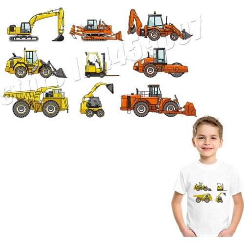 Engineering Vehicle Stickers All Match Children Hot Sale Iron On Applique Environment Friendly Washable Kawaii DIY Applique