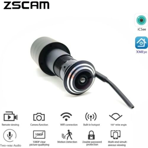 XMEye HD 1080P/2MP Wi-Fi Door Eye Hole Home Security Mini Peephole IP P2P Onvif Camera Two-Way Voice Intercom Motion Sensor Cam