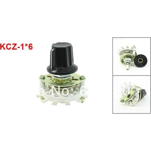 KCZ-1*6 1 Pole 6 Throw Position TV Radio Band Channel Selector Ceramic Rotary Switch w Plastic Knob