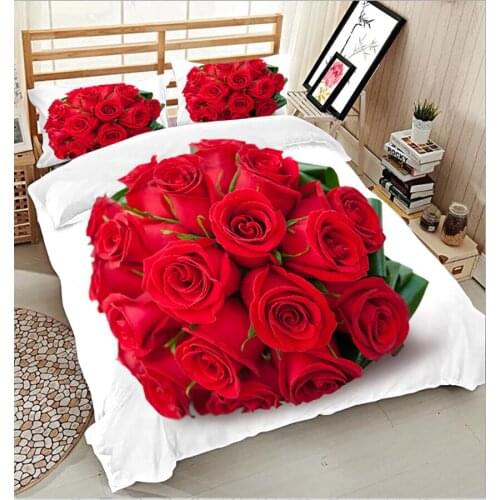 California king bedding set queen size Twin Full king Wedding bedroom 3D bedsheet duvet bed cover Pillowcase Rose decoration
