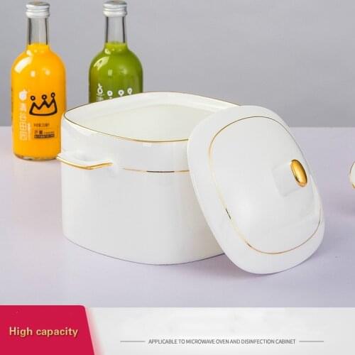 European-style Phnom Penh Round Square Pot with Lid Jingdezhen Special-shaped Ceramic Household Large Bone China Soup Pot
