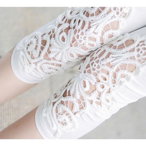 CUHAKCI Fitness Leggins Short Leggings Women Summer Lace Floral Female Casual Capris Hollow Out Slim White Black