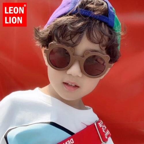LEONLION New Round Children Sunglasses Cute Bear Children Sunglasses Simple Style Kids Selfie Glasses Photograph Sunglasses Boys