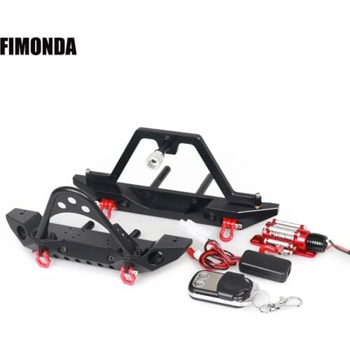 Metal Stinger Front Bumper Winch Rear Spare Tire Bracket with Light for 1/10 RC Crawler Car TRX4 Axial SCX10 90046 TF2 CC01 KM2