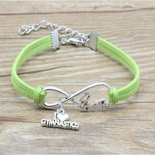 Minimalist Best Friends Friendship Gift Infinity Love I Love Gymnastics Charm Suede Leather Adjustable Bracelets Women Jewelry