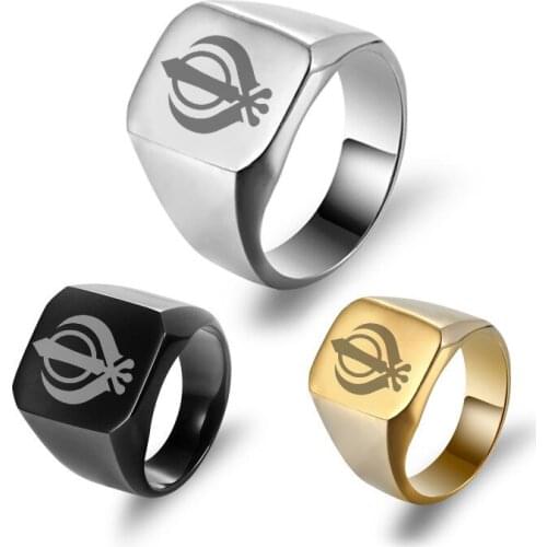 Fashion Simple DIY Band Ring for Men Sikhism Sikh Rings Stainless Steel Custom Engraving Male Friend Father Gift